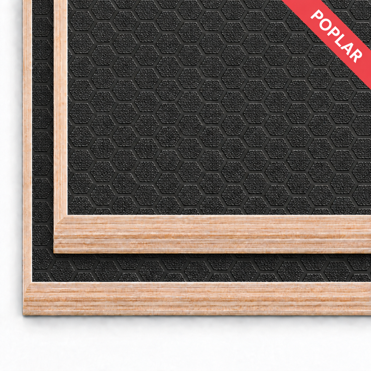 15mm Black Hexa Phenolic Poplar Plywood with red Poplar identification ribbon