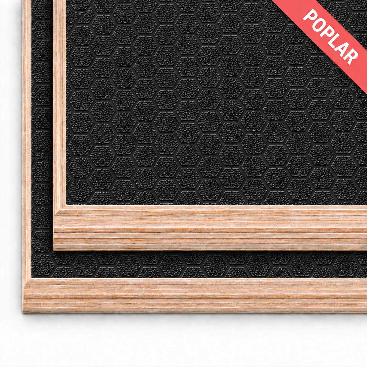 18mm Black Hexa Phenolic Poplar Plywood with red Poplar identification ribbon