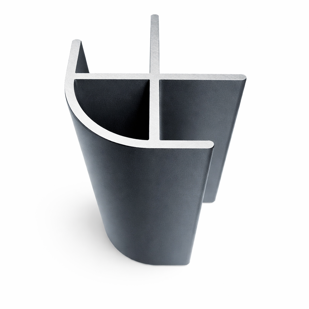 2.4m dark grey anthracite small-radius aluminium corner profile