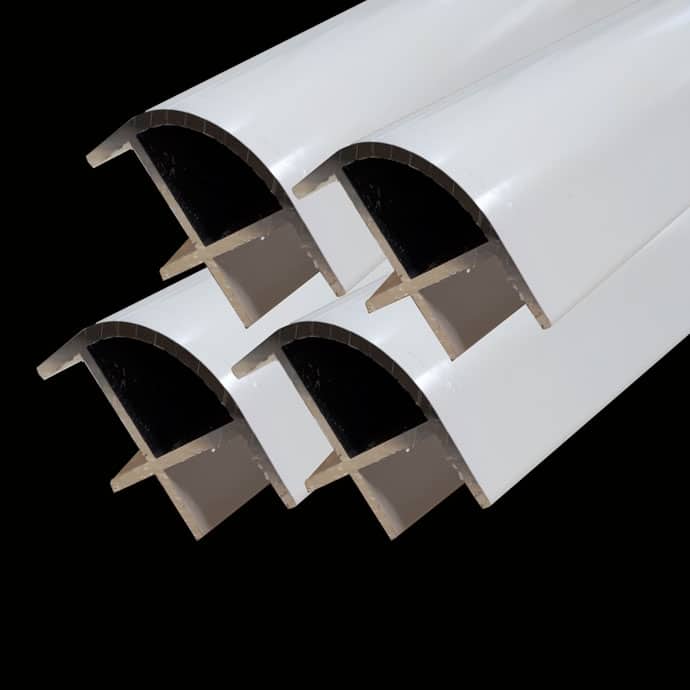 2.4m white small-radius aluminium corner profile