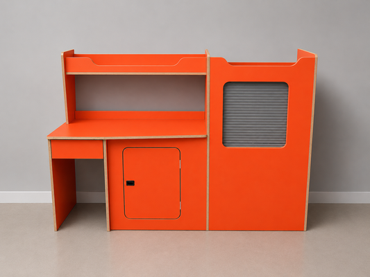 Orange Lightweight Campervan Kitchen Pod | SWB Van Conversion Unit