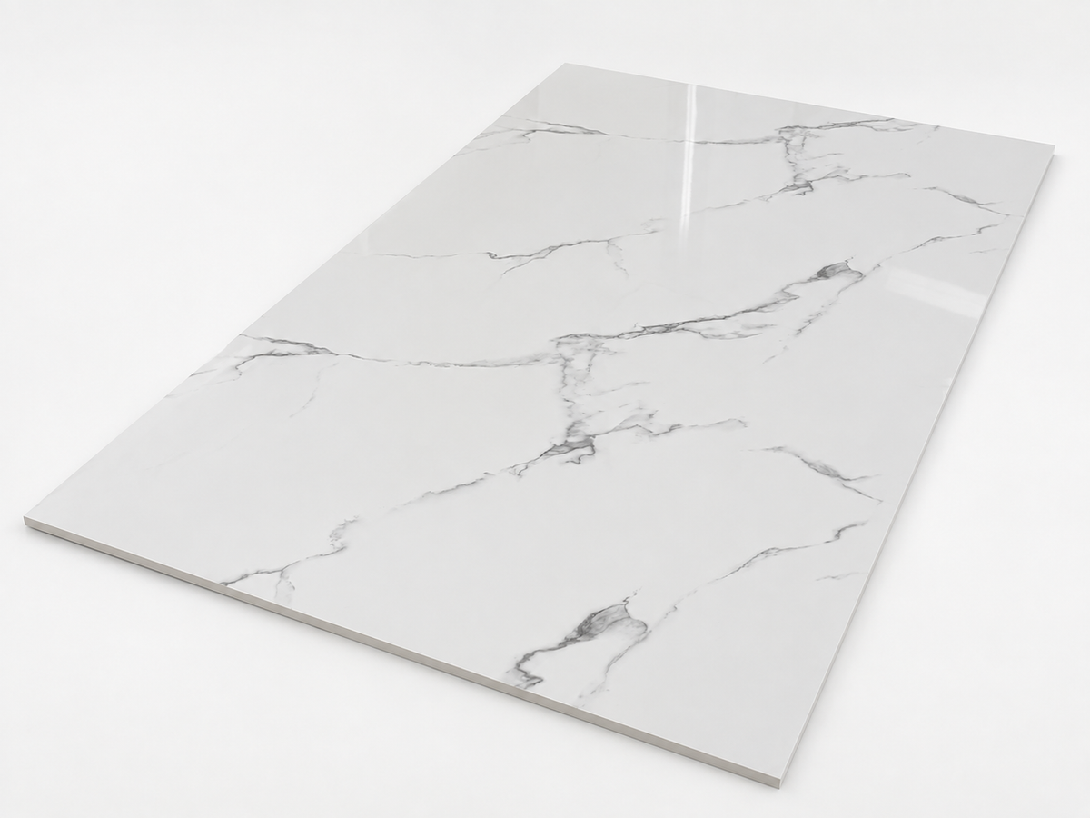 White Marble 3mm hygienic shower wall cladding sheet for campervans