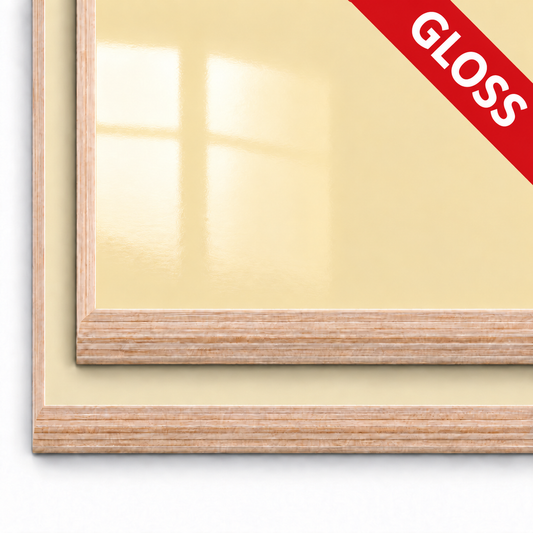 Gloss Buttercream Lightweight Furniture Plywood Sheet 15mm – Campervan Furniture Board with GLOSS corner label and matching natural plywood edge