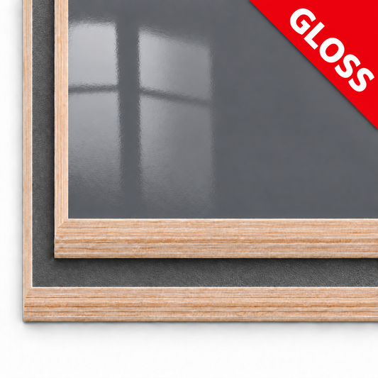 Gloss Dark Grey Lightweight Furniture Plywood Sheet 15mm – Campervan Furniture Board with GLOSS corner label and matching natural plywood edge