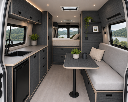 Hacienda Black furniture board used for campervan cabinetry and table